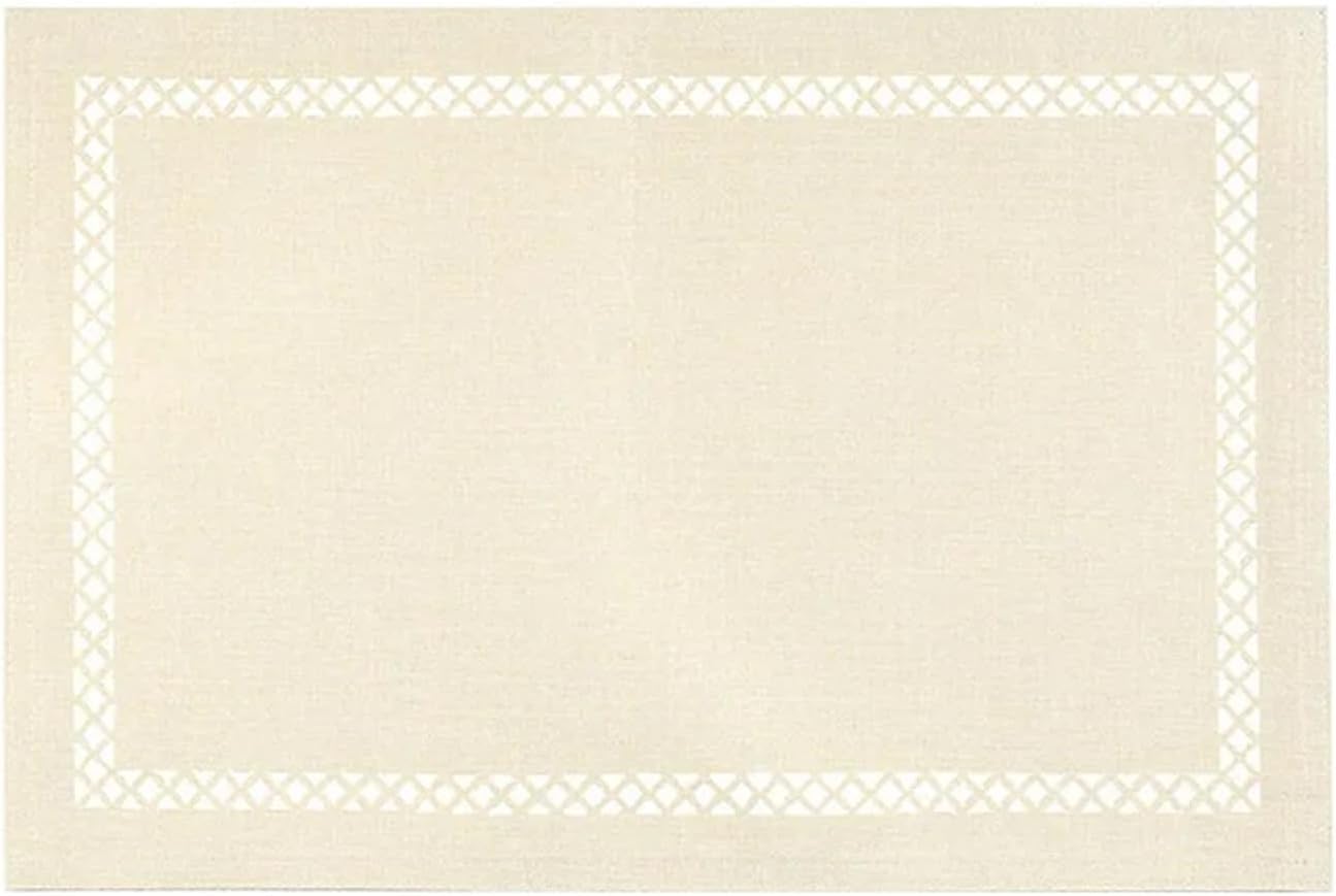 Burlap Placemats Set of 6,12 x 18 Inch Rustic Geometric Hollow Place Mats,Heat Placemats for Home Kitchen Table Decor(Beige)