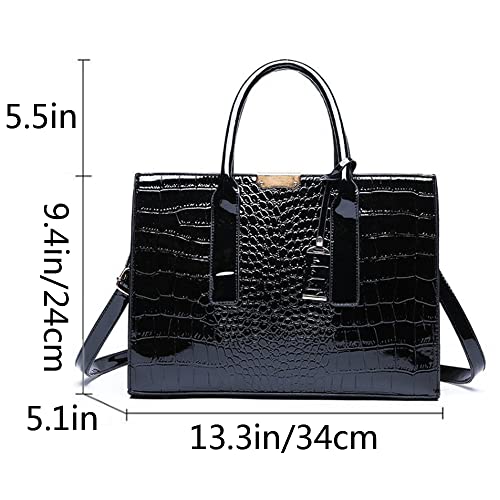 Bolso de mano para mujer con patrón cocodrilo de PU miniatura 4