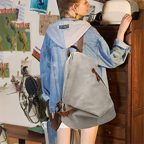 Image of KL928 PU Leather Vintage Backpack - Large Casual Daypack Outdoor Travel Rucksack Hiking Backpacks for Men Women