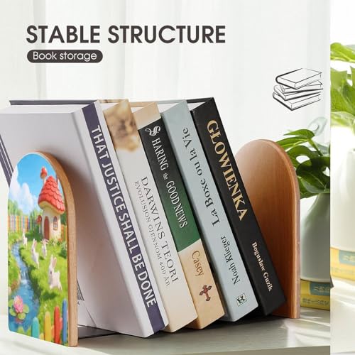Sujetalibros decorativos de madera con diseño de conejos para regalo 8