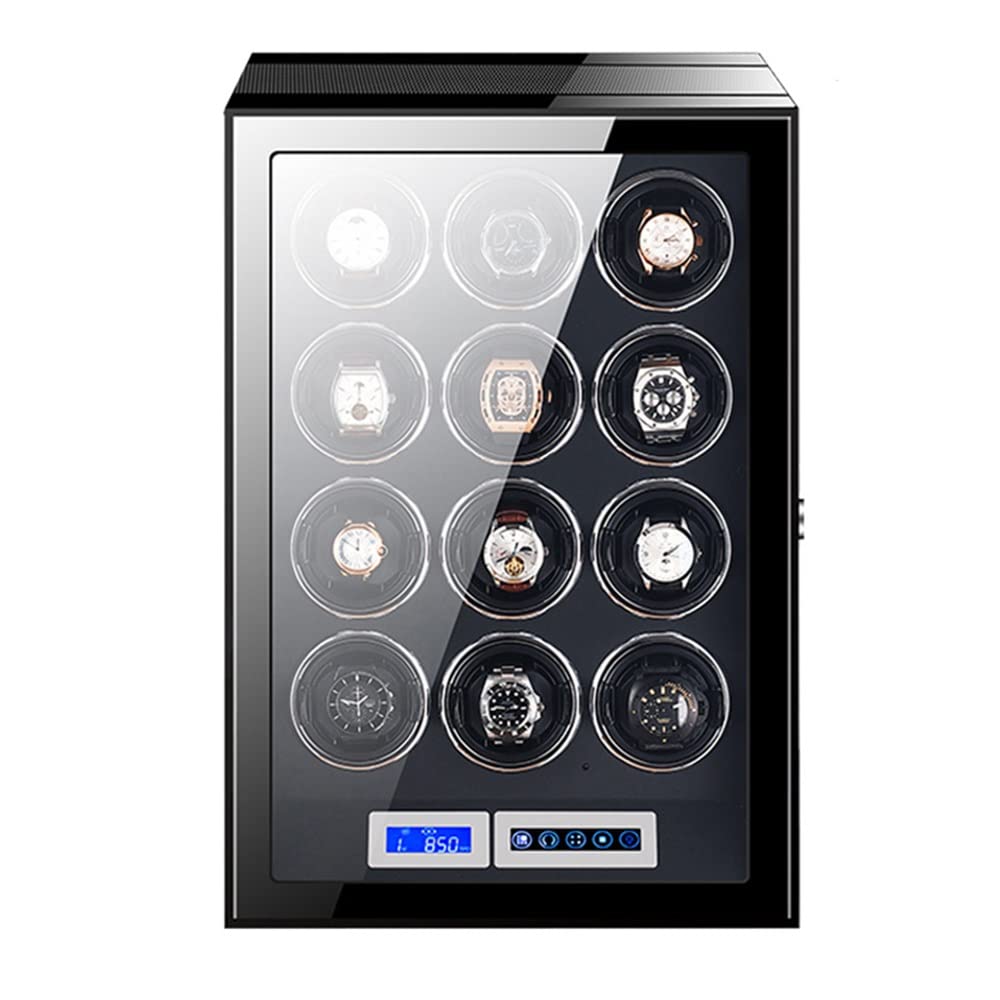 Caricatore Automatico per Orologi con Luce LED e Motore Silenzioso Custodia per Orologi con Display LCD e Telecomando Design Ultra Silenzioso 5 modalità di Rotazione per ，12+0