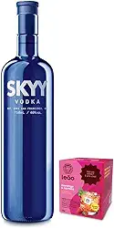 Pack SKYY Vodka 750ml + Caixa de Chá Leão no sabor Morango com Hortelã.
