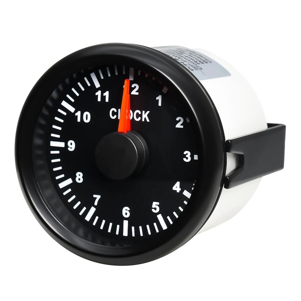0-12 Heures Mètres 2 Pouces 52 mm Jauges D'Horloge avec Rétro-Éclairage Rouge Instrument Afficher les Compteurs D'Horloge pour Voiture Bateau Yacht RV 9-32 V Facile à Utiliser C