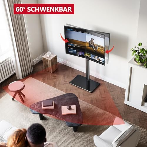 AOKCOS TV Ständer Bodenständer Höhe 1350mm für 32-55 65 70 Zoll Fernseher, Neigbar & Schwenkbar & Höhenverstellbar Fernsehständer… – Ansicht 4
