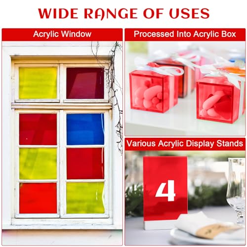 Image of Roowest 2 Pcs 18 x 24 Inch Acrylic Sheet 3 /16 inch Thick Acrylic Board Panel for Crafts Art Display Painting Shelf DIY Wedding Signs Cut to Size(Red)