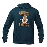 galaxy tees felpa unisex hey satoshi thanks a million bitcoin - felpa con cappuccio per appassionati di criptovalute, blu marino., xl