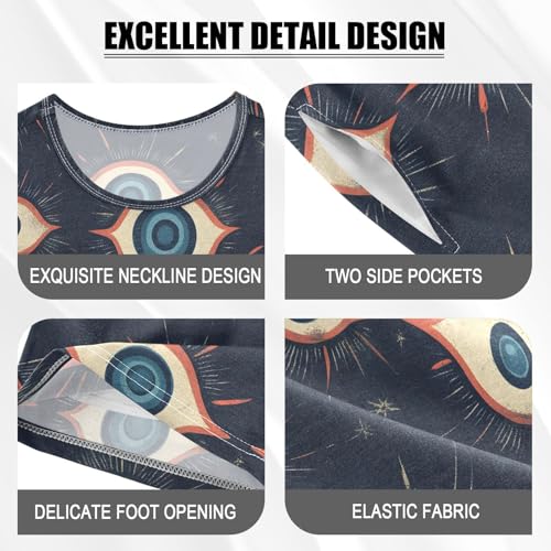 ALAZA Eyes Black Pajamas Set Short Sleeve Cotton Sleepwear Summer Pjs 2 Piece 5-14Y4