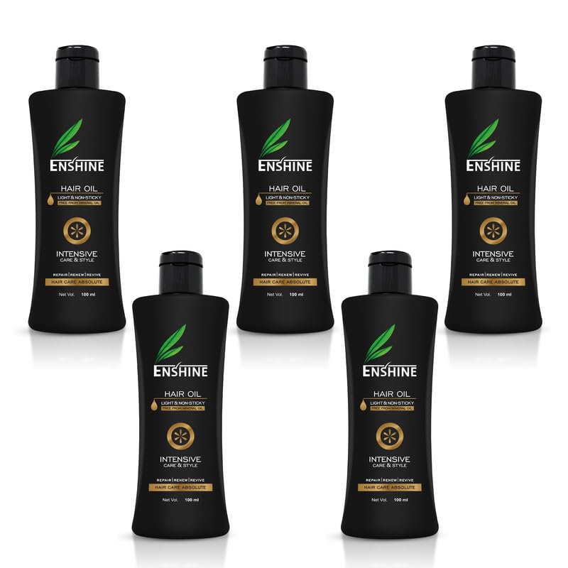 Enshine Hair Oil for Hair Growth | Light & Non-Sticky | Hair Fall Control | Hair Growth for Women & Men | Hair Care & Style Pack of 5 (100ml each)