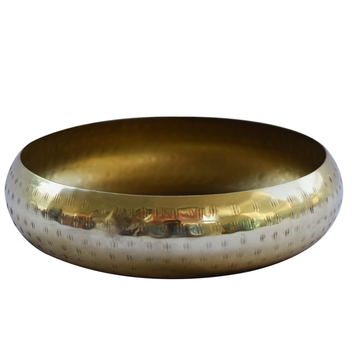 Golden Metal Brass Finish Urli Bowl 7 Inch for Pooja, Home Temple, Floating Flowers, Diwali Decoration & Daily Home Décor-image-13