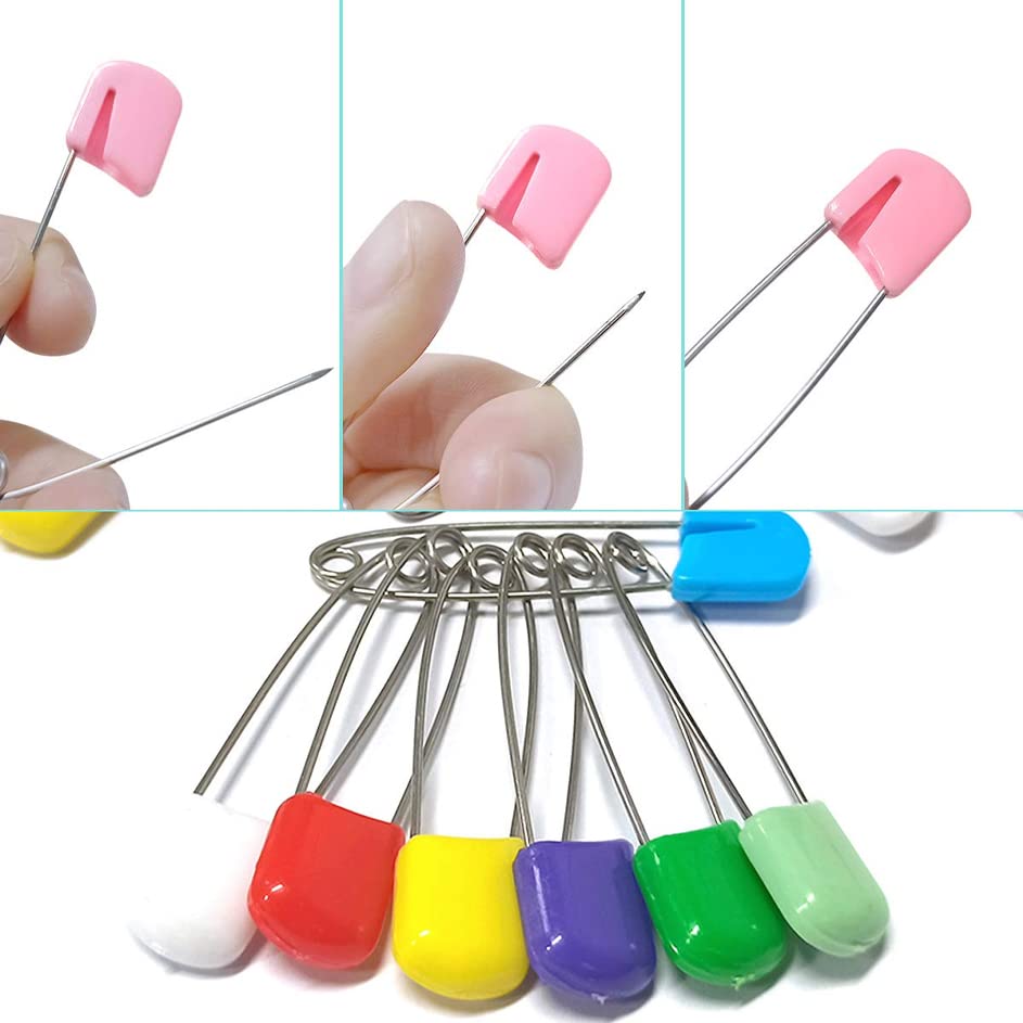 Spille da Balia 50 PCS Spille di Sicurezza Grandi Piccole con Testa Colorata Clip in Plastica