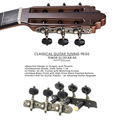 DJ101AB-AS TENOR Classical Guitar Tuners"Dragon and Phoenix" Professional Tuning Key Pegs/Machine Heads for Classical or Flamenco Guitar. - Thumbnail 2