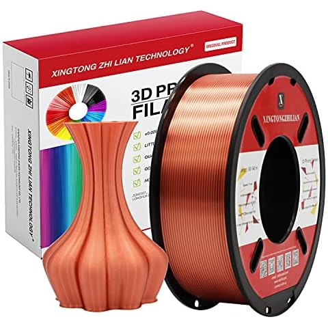 PLA 3D Drucker Filament 1.75mm 3D-Druckmaterialien für 3D Stift Druck Maßgenauigkeit +/- 0.02mm, Rot Kupfer Seiden, 1kg / Spule Cover