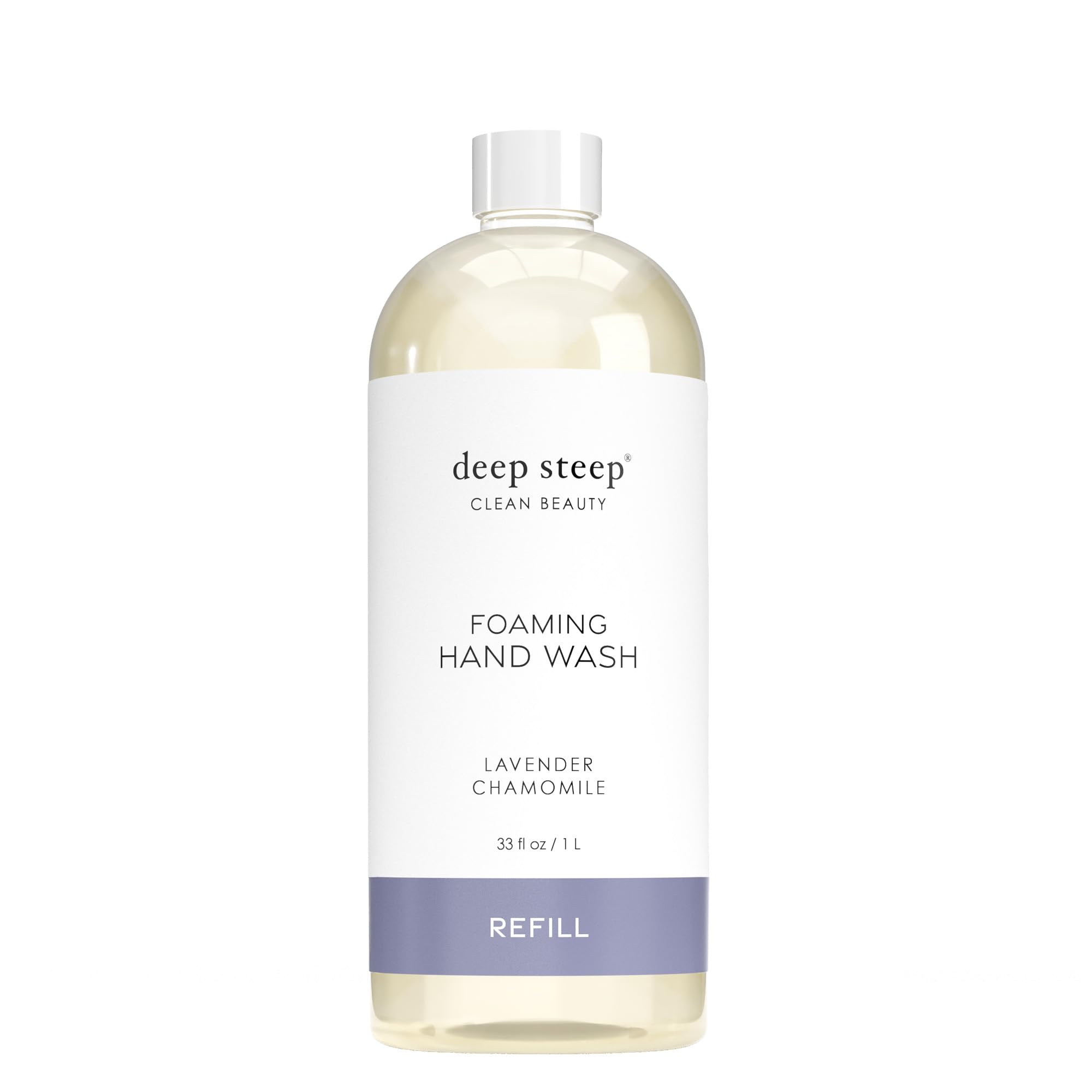 Deep Steep Foaming Hand Wash, Lavender Chamomile Refill, 33oz, Gentle Cleanser with Aloe, Argan Oil, Shea Butter & Hyaluronic Acid – Vegan, Clean