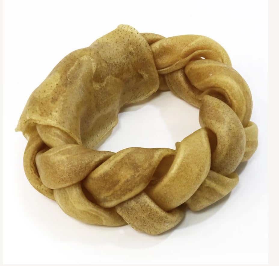 JR Pet Products Braided Beef Collagen Ring for Dogs, Natural Air-Dried Chew with Glucosamine and Chondroitin, Grain and Gluten Free, 30cm, for Puppies and Dogs of All Ages