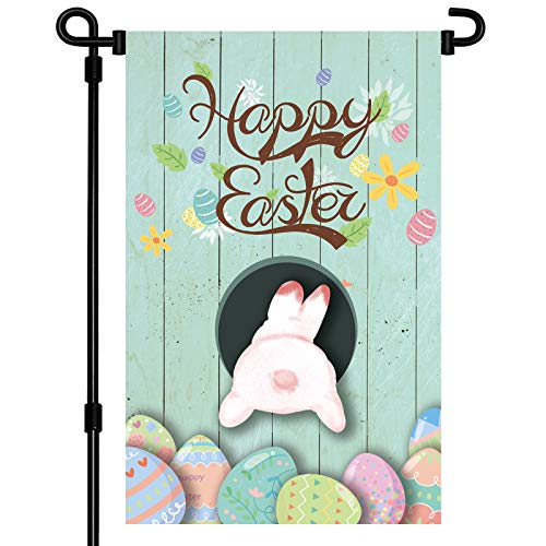 Kandice Easter Garden Flag 12 x 18 Double Sided - Easter Decorations for Homeï¼ŒFarm Truck Easter Bunny Eggs Outdoor Decorations