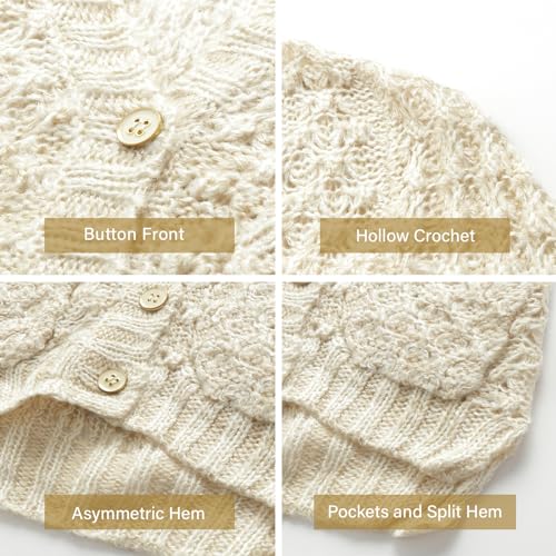LittleSpring Girls Hollow Out Crochet Cardigan Sweater Button Front3