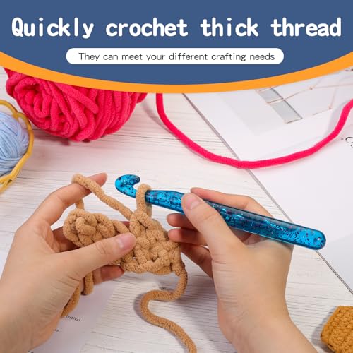 Image of QMNNMA 15 mm Crochet Hook, Large Crochet Hooks for Chunky Yarn-Blue | Big Crochet Hooks, Jumbo Crochet Hooks, Giant Crochet Hook, Ergonomic Knitting Needles Crochet Needle for Beginners