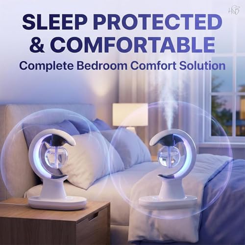 Image of Electric Mosquito Killer Lamp with Humidifier & LED Night Light | Multipurpose Bug Trap for Home, Bedroom & Living Room