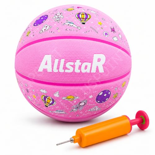 Image of PLUSPOINT Kids Basketball with Air Pump | Colorful Printed Rubber Basketball for Indoor & Outdoor Play | Training Sports Ball for Kids | Easy Grip Basketball for Boys and Girls
