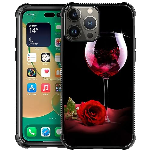 Coque iPhone 15 Pro pare-chocs TPU souple motif vin rose antichoc