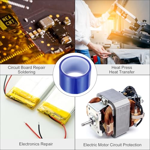 Image of uxcell Blue Heat Tape, 1 Roll 100mmx33m 108ft High Temperature Heat Resistant Tape for Sublimation,Heat Vinyl Press,Heat Transfer, Circuit Board, No Residue
