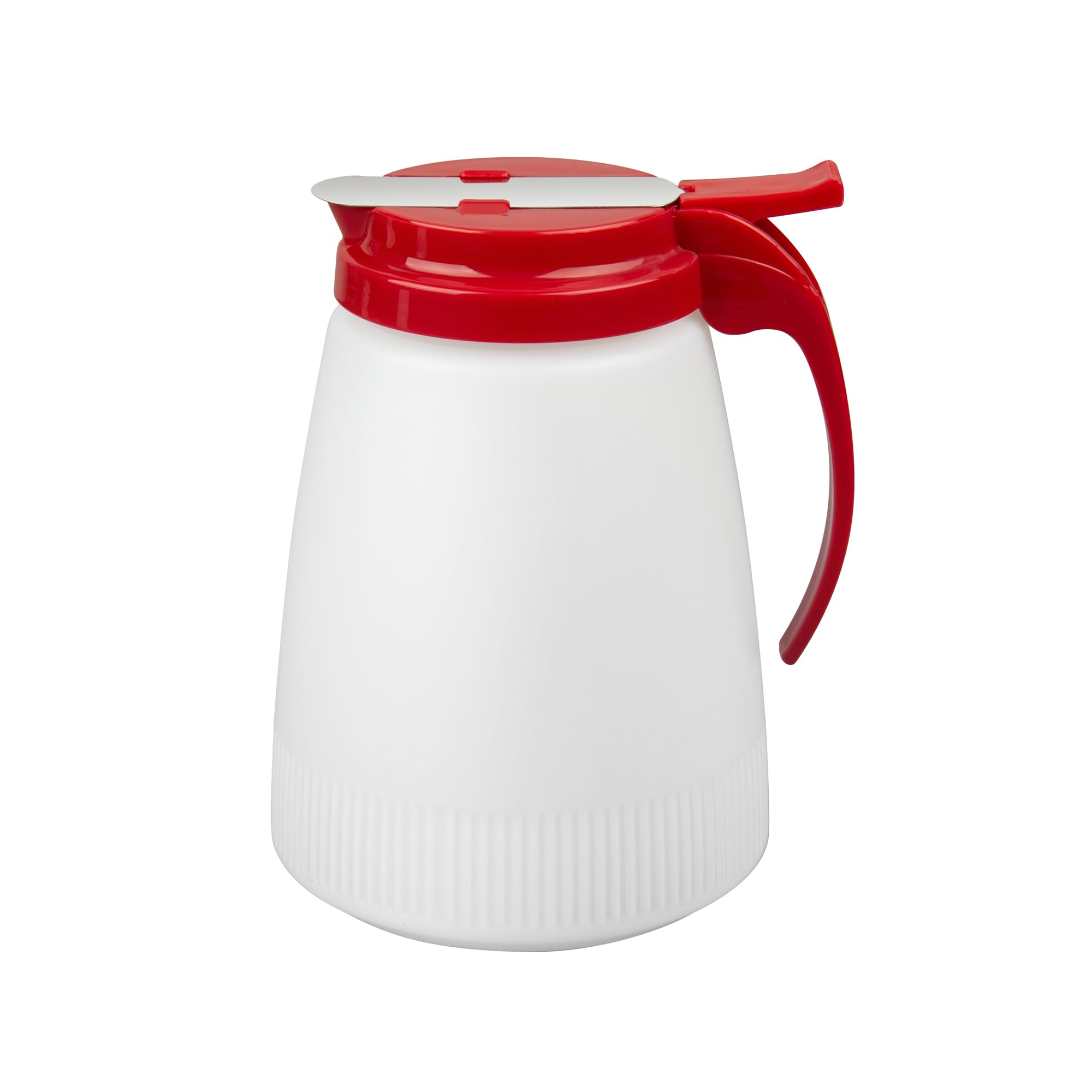 Restaurantware - RW Base 48 Ounce All Purpose Syrup Dispensers, 10 Honey Dispensers - Red Top, Stainless Steel Slide Cover, Plastic Pancake Syrup Dispensers, Perfect For Diners, Restaurants, Home