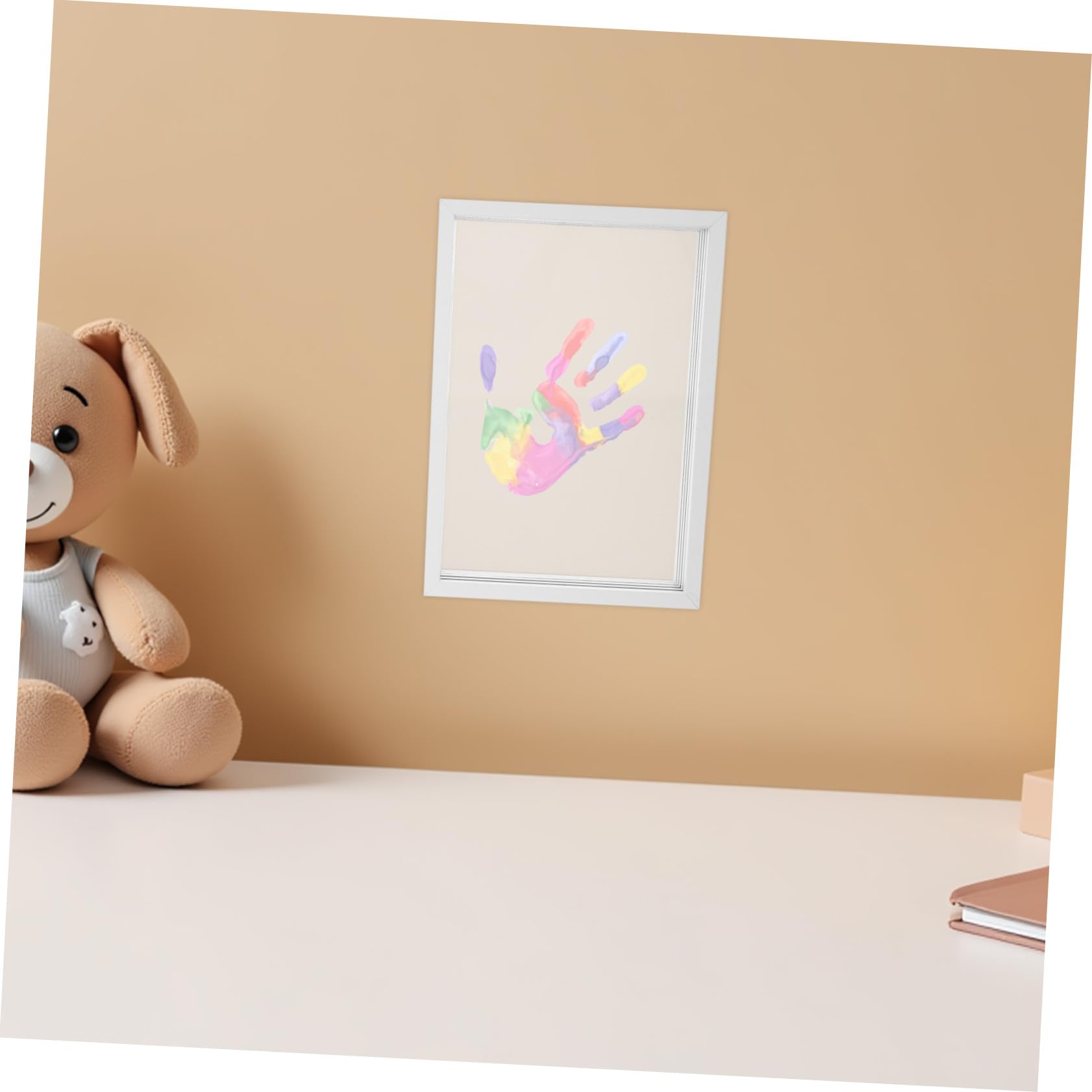 POPETPOP Kit Impronte Famiglia in Legno Naturale Cornice Ricordo per Calchi Mani Ragazzo Ragazza Ragazza e Fai da Te per Foto Famiglia e Celebrazioni