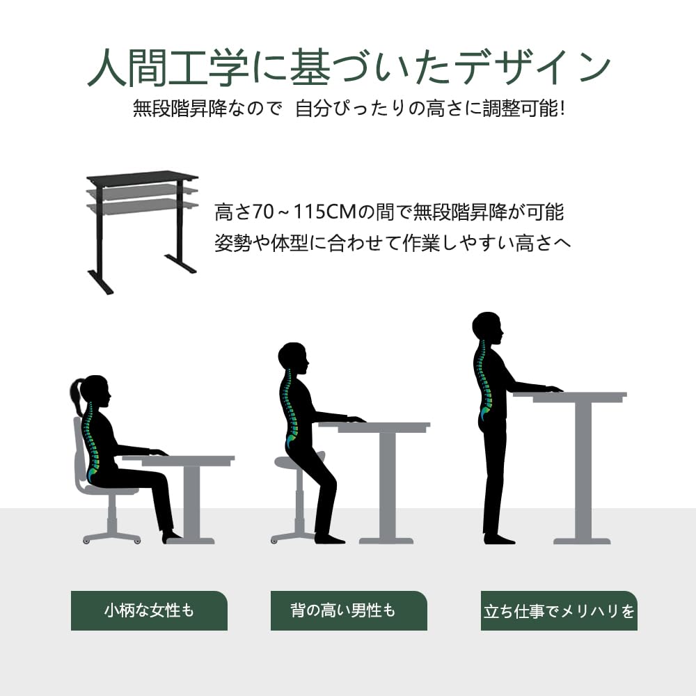 Amazon | NIONIK 電動昇降デスク スタンディングデスク 電動 昇降式