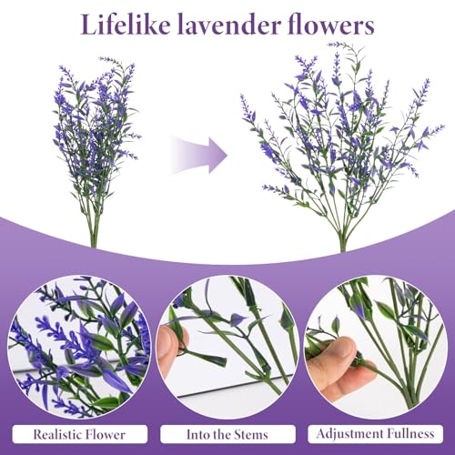 RAINFLOW 7 Pcs Artificial Lavender Flowers - Artificial Flowers for Outdoors Faux Lavender Plants Uv Resistant Plastic Purple Fake Flower for Outside Indoor Porch Patio Window Plan image 5