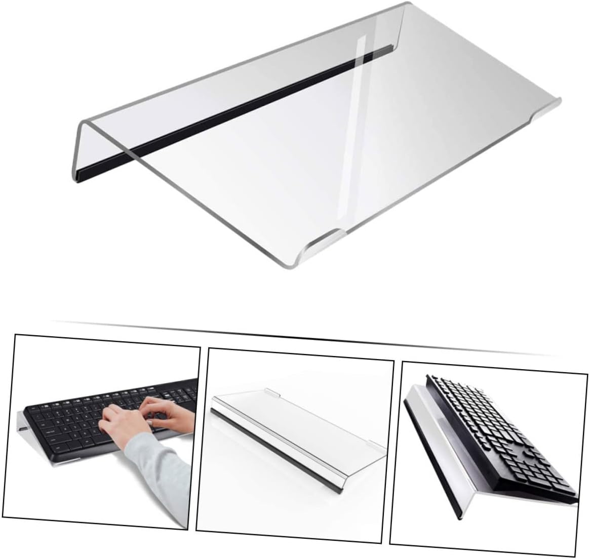 Acrylic Keyboard Stand Riser Non-Slip Base Ergonomic Tilted Keyboard Holder for Office and Home Use Design for Comfortable Typing