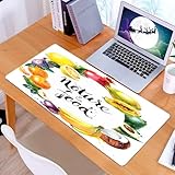 KDWJS Gaming Mauspad XXL 90x40cm Mousepad Groß Vernähte Kanten Anti-Rutsch für PC,Obst, Naturkost mit Banane, Zitrone, Avocado, Orange, Kokosnuss, Fris,Laptop Verbessert Präzision und Geschwindigkeit