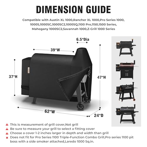 Image of PasWith Grill Cover for Pit Boss Austin XL,[900D Strong Tear-Resistant] Wood Pellet Smoker Cover for Pitboss 1000 Series,Waterproof Grill Cover for Pitboss Rancher XL,1100 Pro,1150,Z Grill 1000