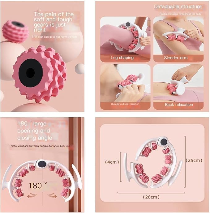 BLURISM Multifunctional Massager Manual Massage Anti Stress Physiotherapy Relieves Pain Body Tension Muscle Leg Arm Neck Butt Back Abdomen Muscle - Pink BLURISM Multifunctional Massager Manual Massage Anti Stress Physiotherapy Relieves Pain Body Tension Muscle Leg Arm Neck Butt Back Abdomen Muscle - Pink