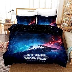 Edredon Individual Star Wars Star Wars - Juego de funda de edredón y funda de almohada (microfibra, impresión digital 3D, juego de ropa de cama infantil (A01,135 x 200 cm)