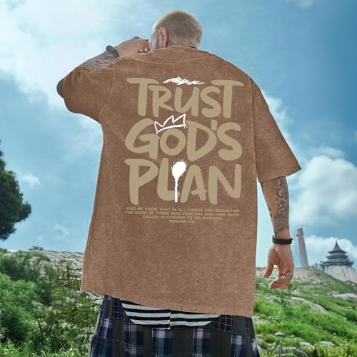 Image of BINTEHGS God Christian T Shirts for Men Jesus Faith Shirt Acid Wash Oversized Tees Bible Verse Graphic Vintage Tshirt