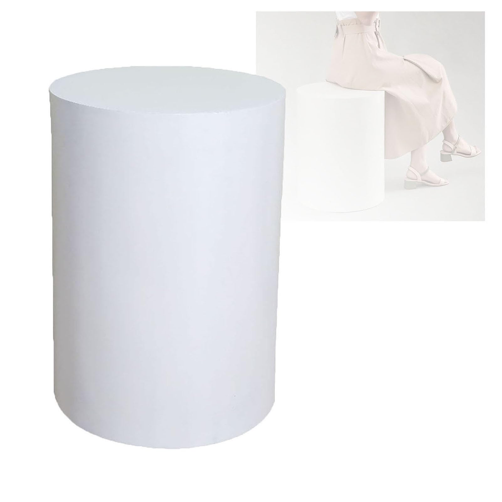 Genérico Base de plataforma elevadora de zócalo, plataforma de pie redonda | Mejora el impacto de la exhibición, for la exhibición del modelo de colección de accesorios de boda(White,40x20cm)