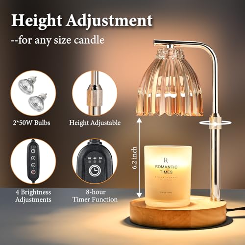 Womens-Gift-Height-Adjustable-Candle-Warmer-Lamp-wTimer-Dimmer-for-Jar-Candles-2-Bulbs-Ideal-for-Home-Decor-Birthday-Gifts