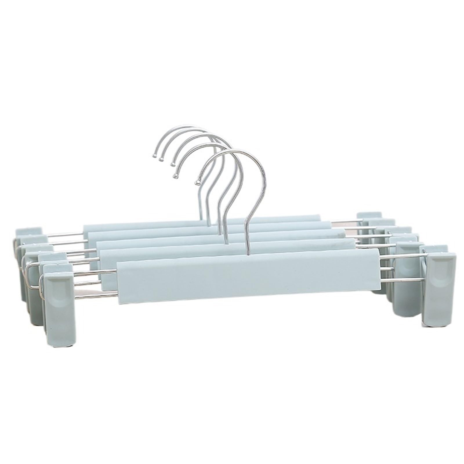 Hangers With Clips 10PCS Plastic Frosted Pants Hanger With Two Clips Anti-slip(BLUE-10pcs)