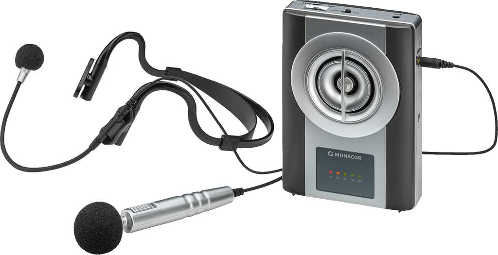 Monacor WAP-8 Manuel Micro avec bonnette Anti-Vent, avec Sacoche, avec câble Audio-Line-in, Microphone (Jack 3,5 mm)