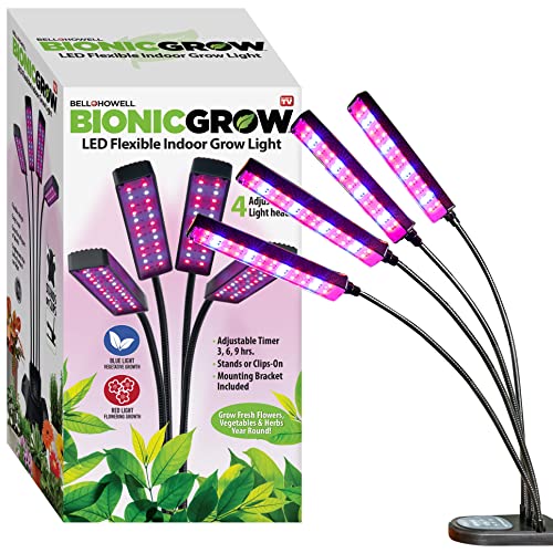 Bell+Howell Bionic Grow Grow Light for Indoor Plants 4 Heads Growing Lamp with 8 Brightness Settings, 3 Light Modes Including Full Spectrum UV Light Growing Plant Light As Seen On TV