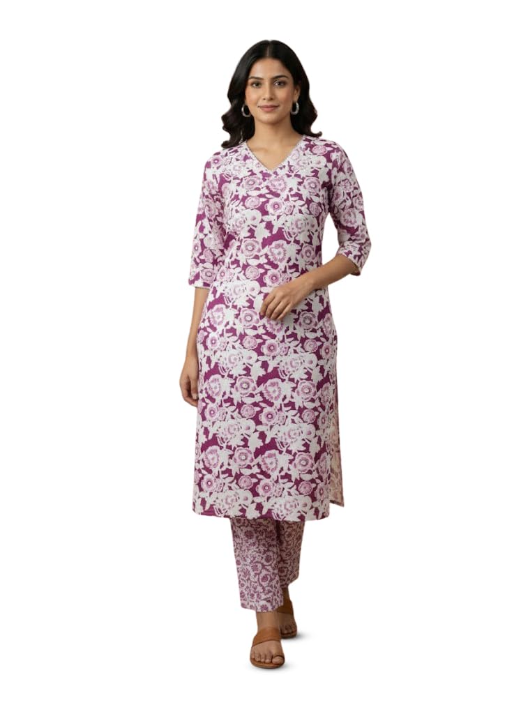RBUE Womens Cotton Purple Cord Set Stylish Two Piece Outfit Comfortable Casual Wear Co Ord Set Regular Fit Daily Wear |-image-12