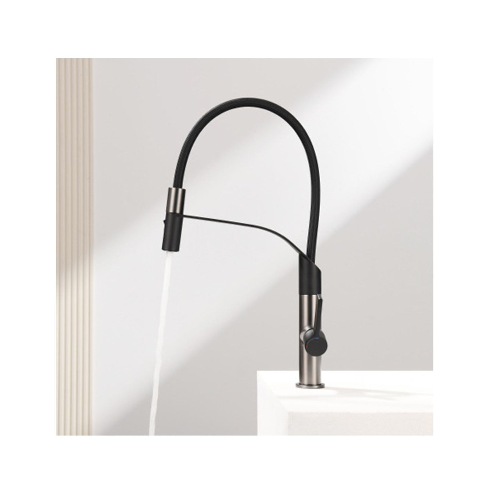 ASerZenith Kitchen Faucet With Pull Down Sprayer,Single Handle Bathroom Sink Faucet Pot Filler,Brass Vessel Sink Faucet For Rv Mobile Home Hotel,Gray