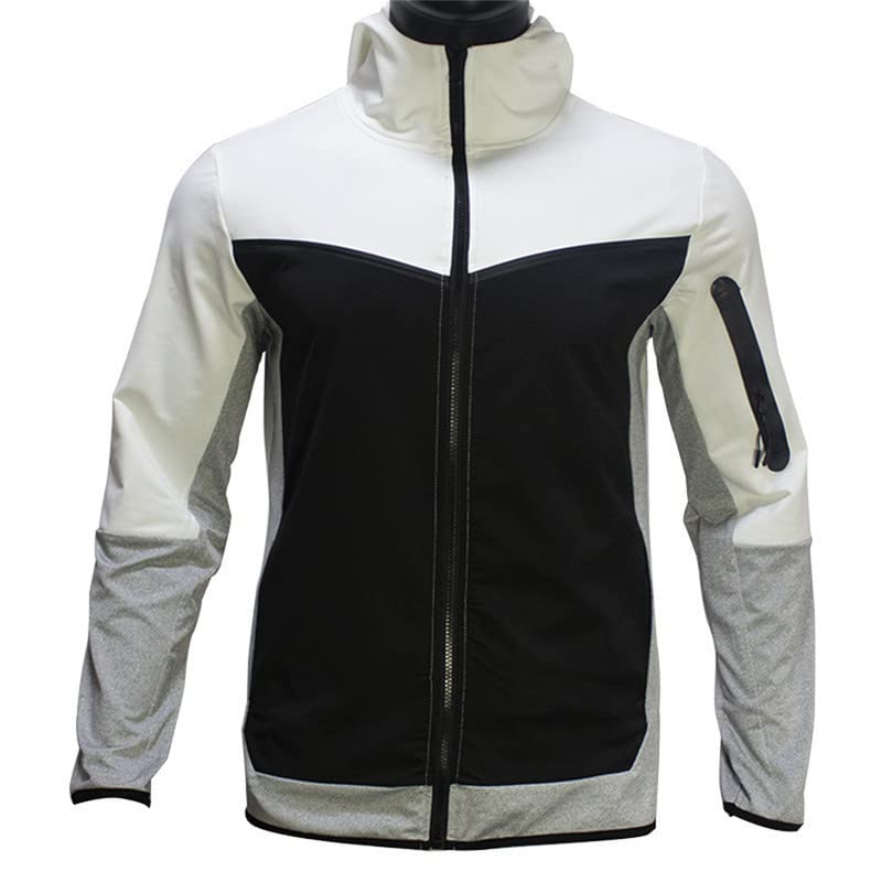 Tuta da uomo 2 pezzi Full Zip con cappuccio tuta atletica casual sport jogging set per gli uomini, bianco, L