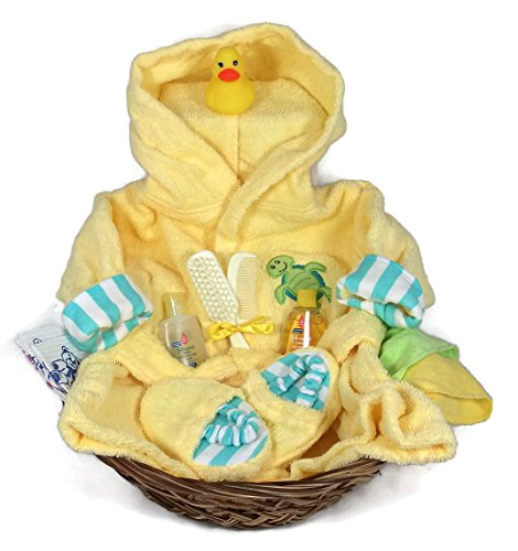 Image of Sunshine Gift Baskets - Sea Characters 10 Piece Bath Time Gift Set - Yellow