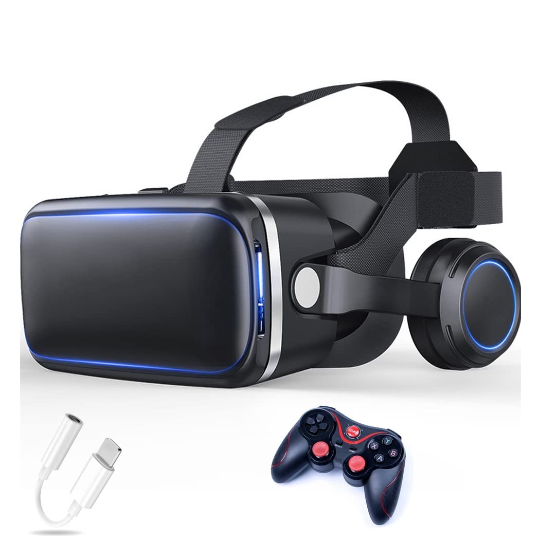 Okulary VR, Virtual Reality VR, Słuchawki 3D VR Kompatybilny ze wszystkimi Gli, Regulowany obiektyw do filmów i gier 3D, dla iPhone 13 Pro Max/13 Pro/13/12/11, dla Samsung Galaxy S21, Huawei, Xiaomi