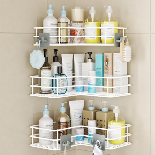 Nieifi Adhesive Corner Shower Caddy Shelf - 3 Tier (White)