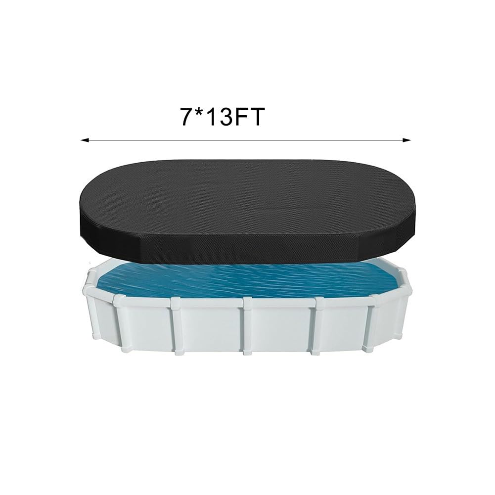 Bâche rectangulaire 420D pour piscine hors sol ovale très résistante et imperméable, protection contre les débris avec accessoires (2,1 x 3 m)