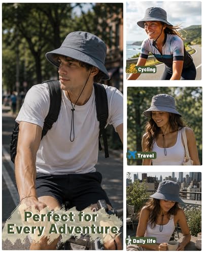 Image of Water-Resistant Bucket Hat for Women Men Rain Hat UPF 50+ Boonie Sun Hat Foldable Summer Floppy Fishing Safari Hats