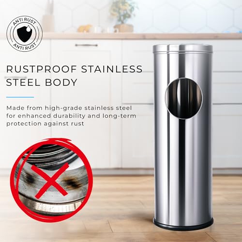 Image of Robustt Stainless Steel Ash Tray Dustbin - 20 L | 23 x 63.5 cm | Dual-Purpose Ash Can with Removable Ashtray & Anti-Skid Base | Corrosion-Resistant Trash Bin for Kitchen, Bathroom & Commercial Use