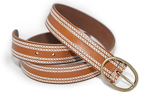 Lucky Brand Women's Embroidered Edge Leather Belt